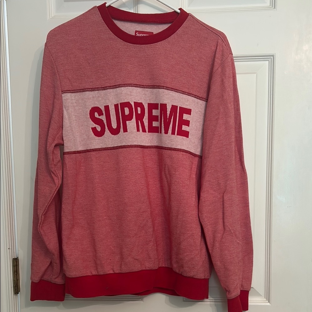 Supreme Red Crewneck Sweater Classic Design